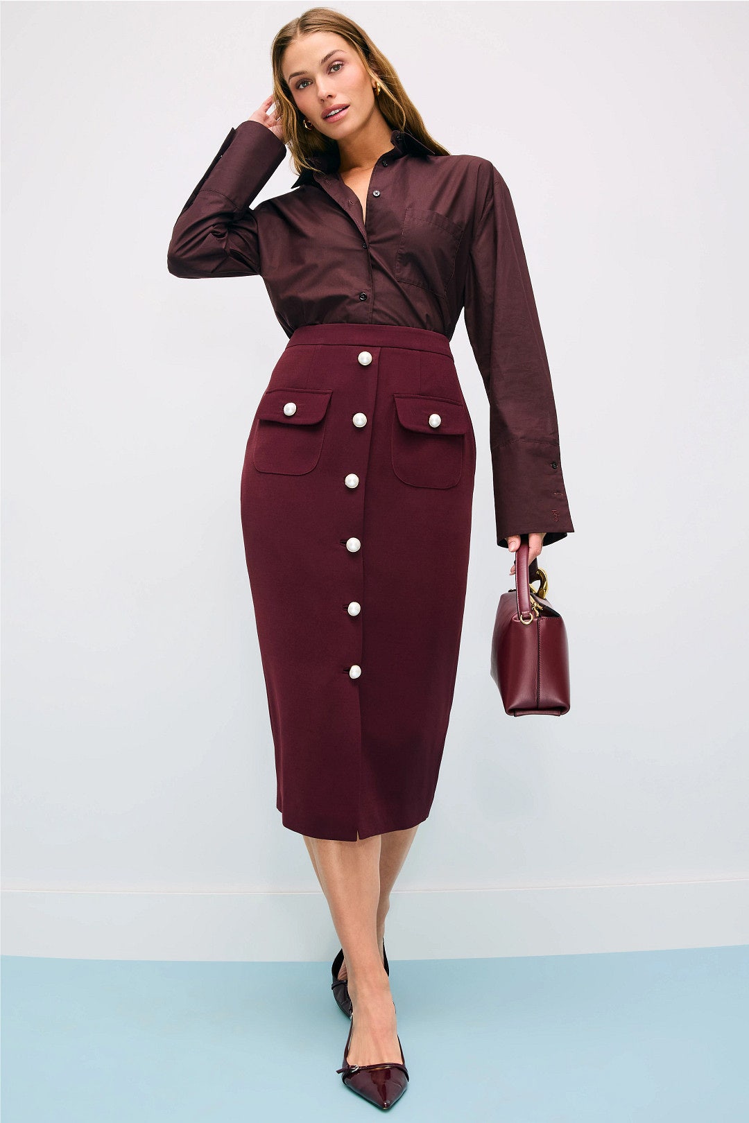 Front Button Midi Skirt by Adam Lippes x RTR 3