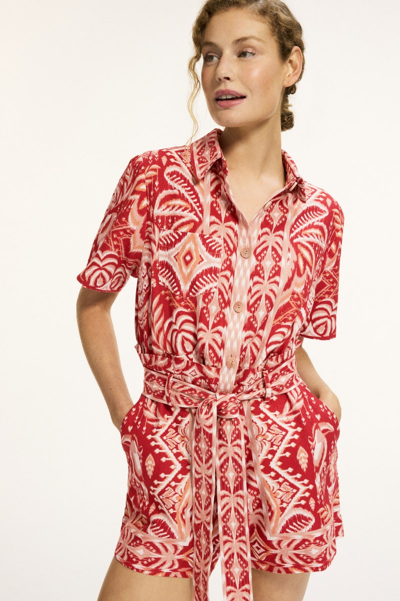 Red Tropical Tapestry Romper by FARM Rio - Photo 3