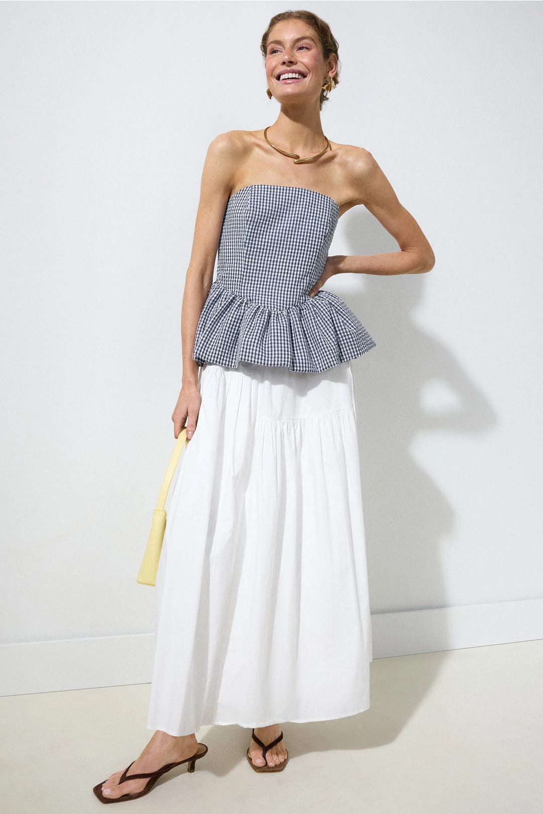 Gingham Peplum Tube Top by Hutch | Rent the Runway