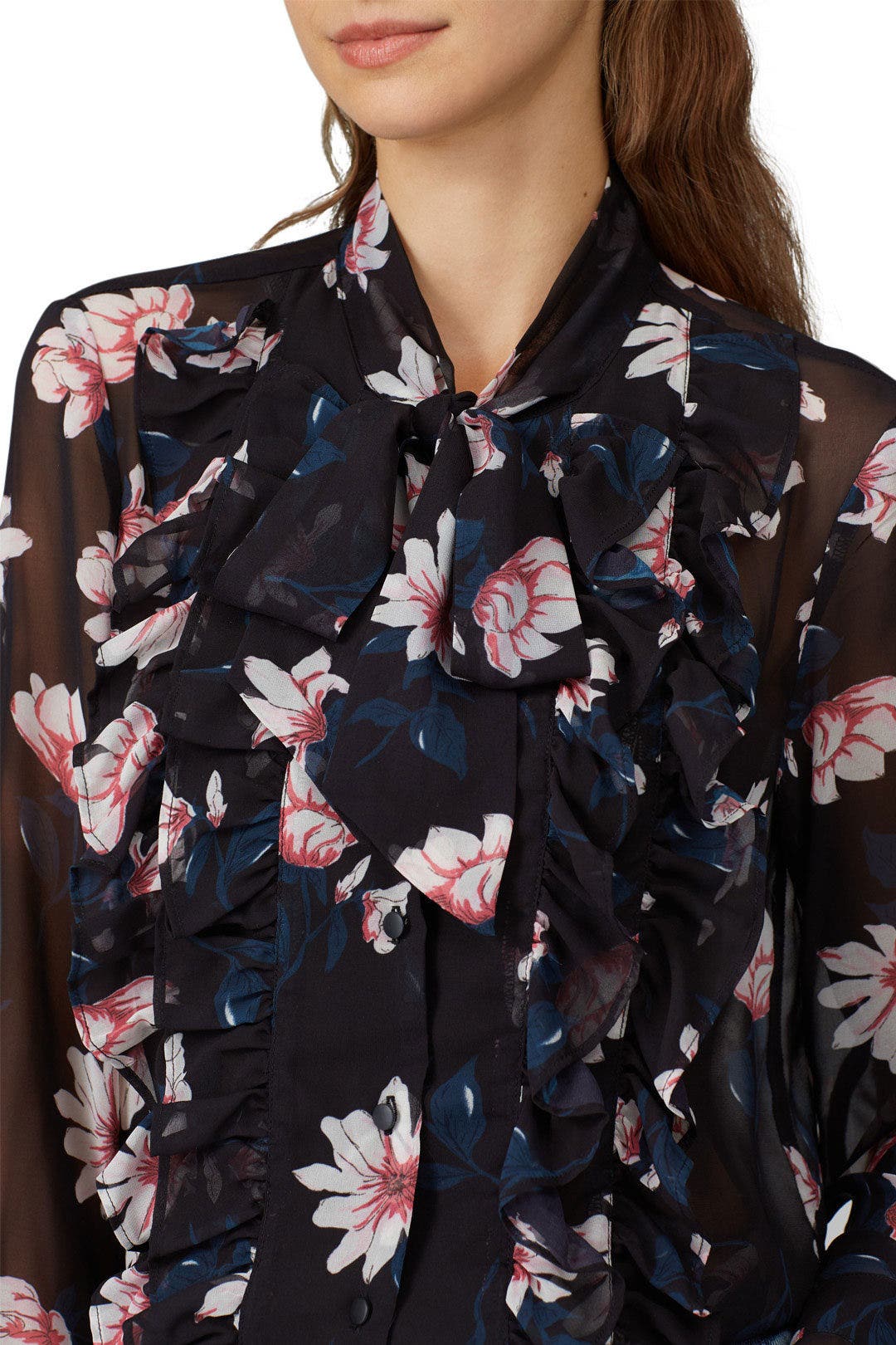 Ruffled Tie Neck Blouse by Badgley Mischka 3