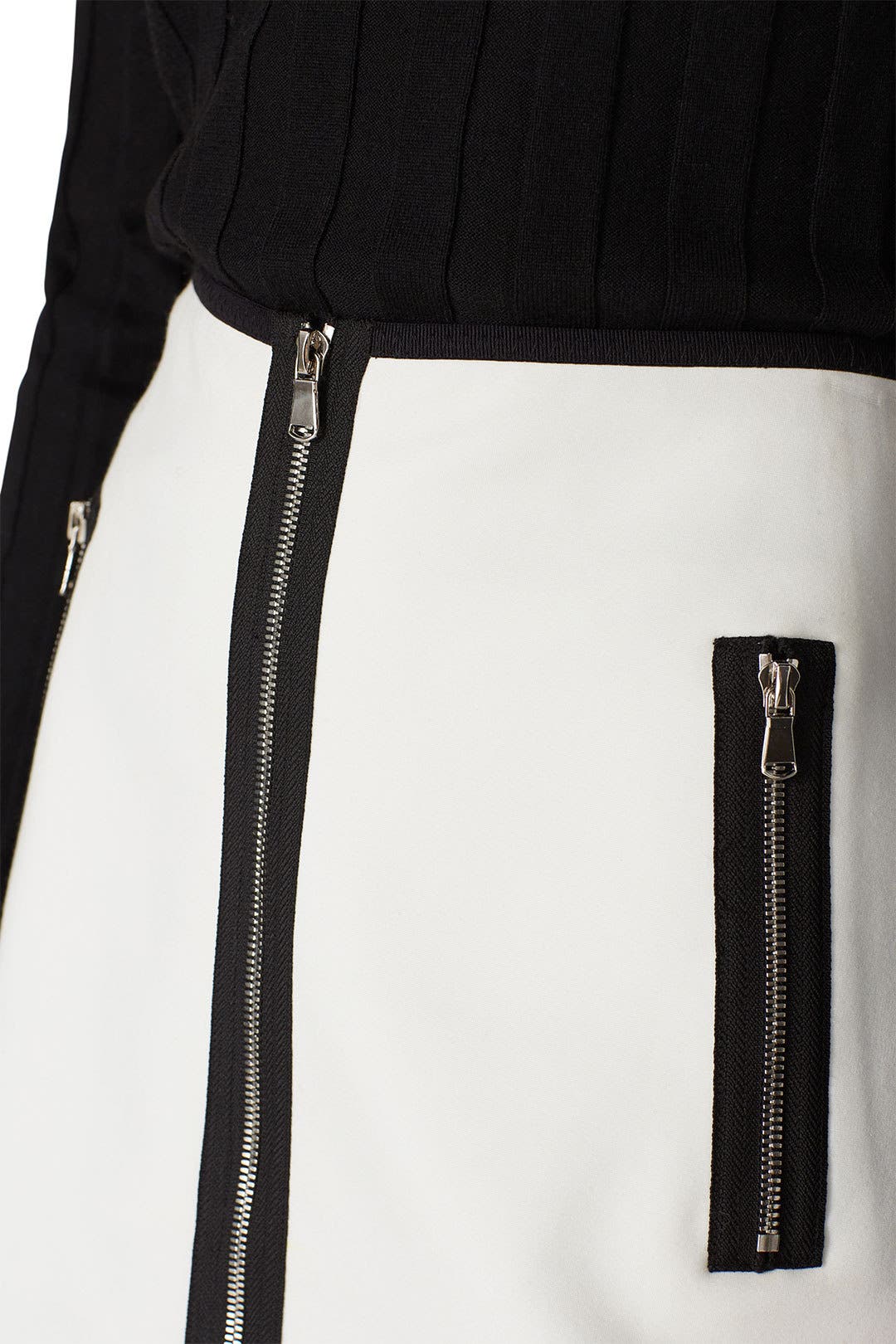 White Exposed Zipper Mini Skirt by KF/KaufmanFranco x RTR | Rent