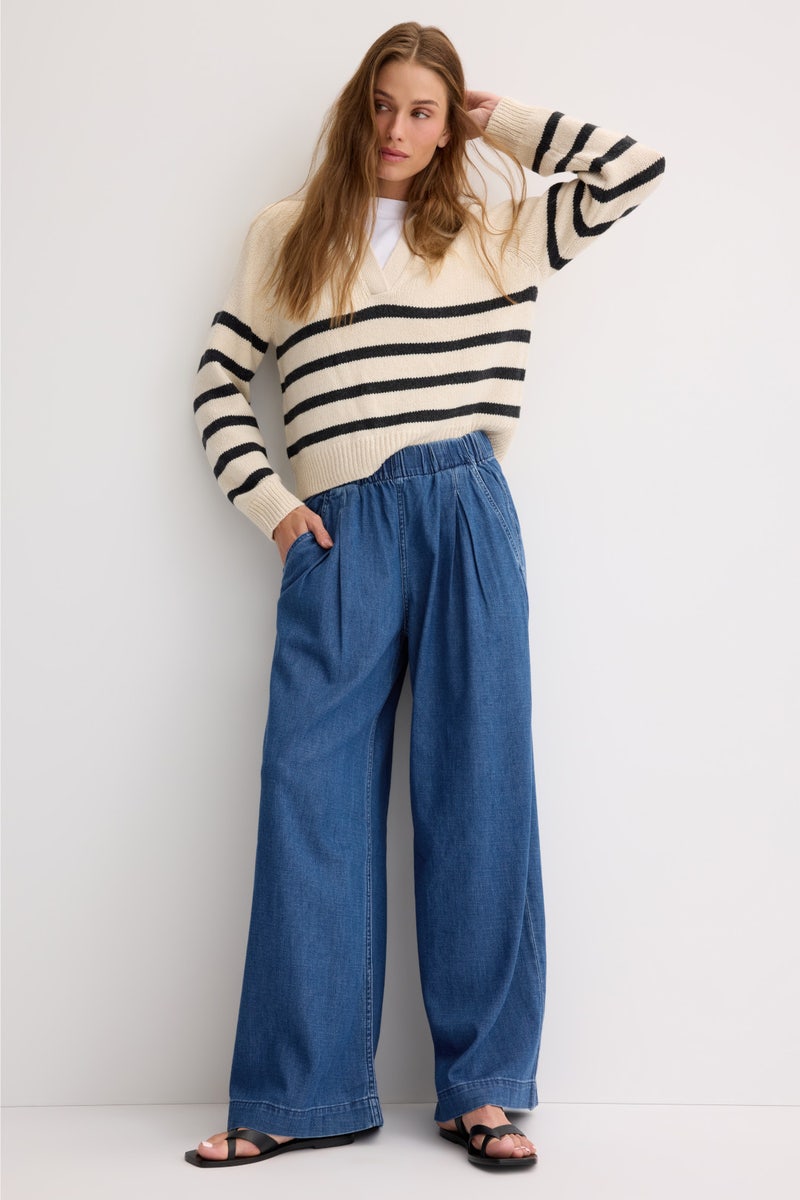 Allison Pleated Denim Trouser by Marine Layer - Photo 3