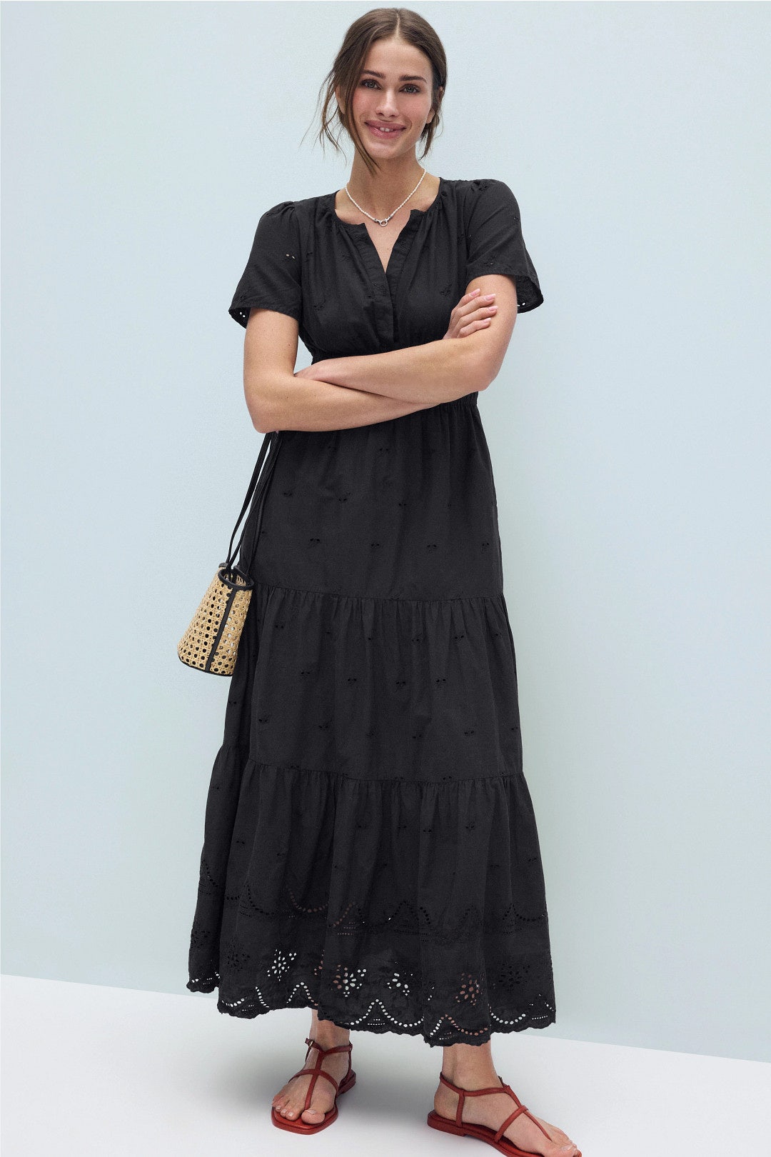 Short Sleeve Eyelet Midi Dress by Area Stars 3