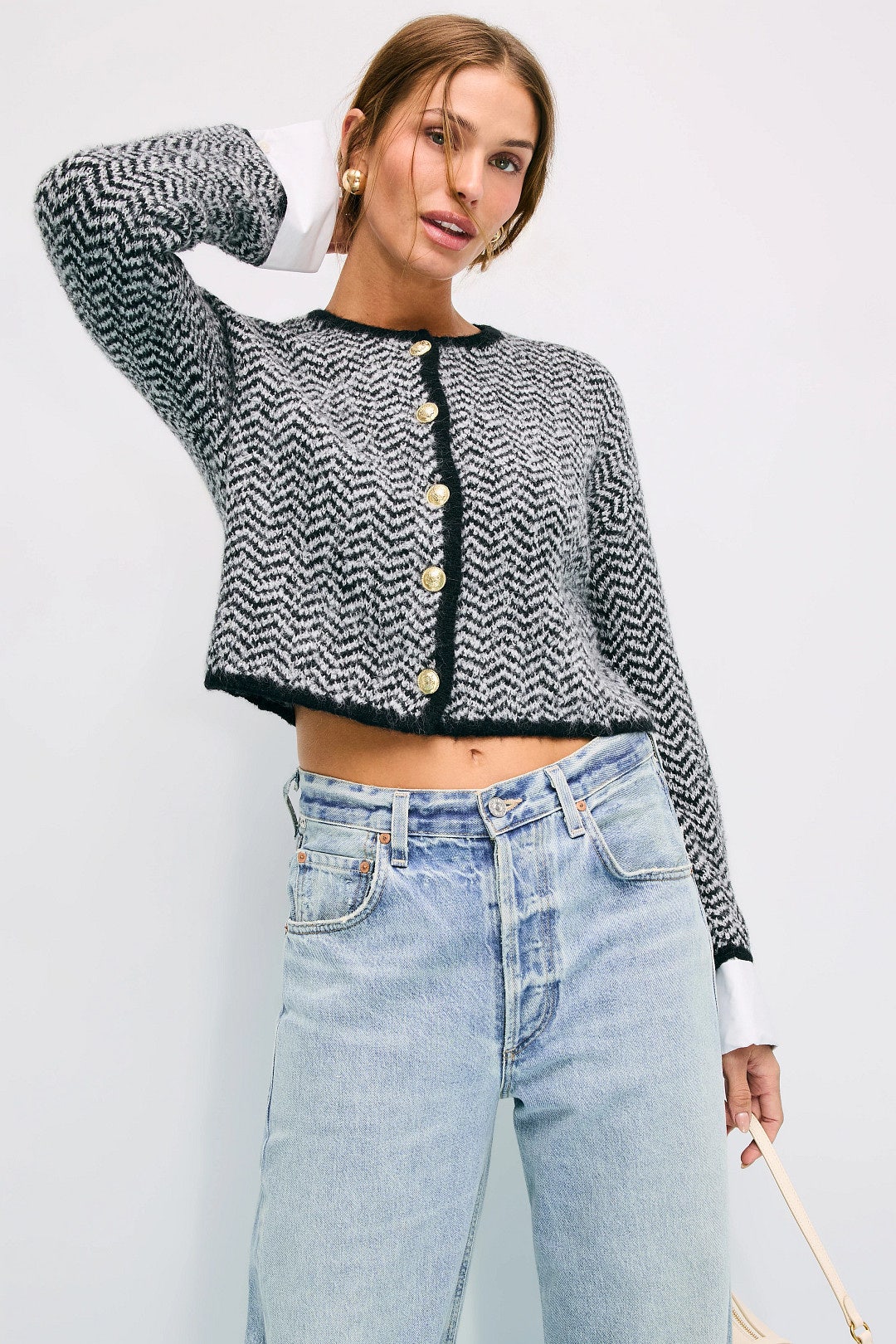 Sabine Herringbone Cardigan by Derek Lam 10 Crosby 3