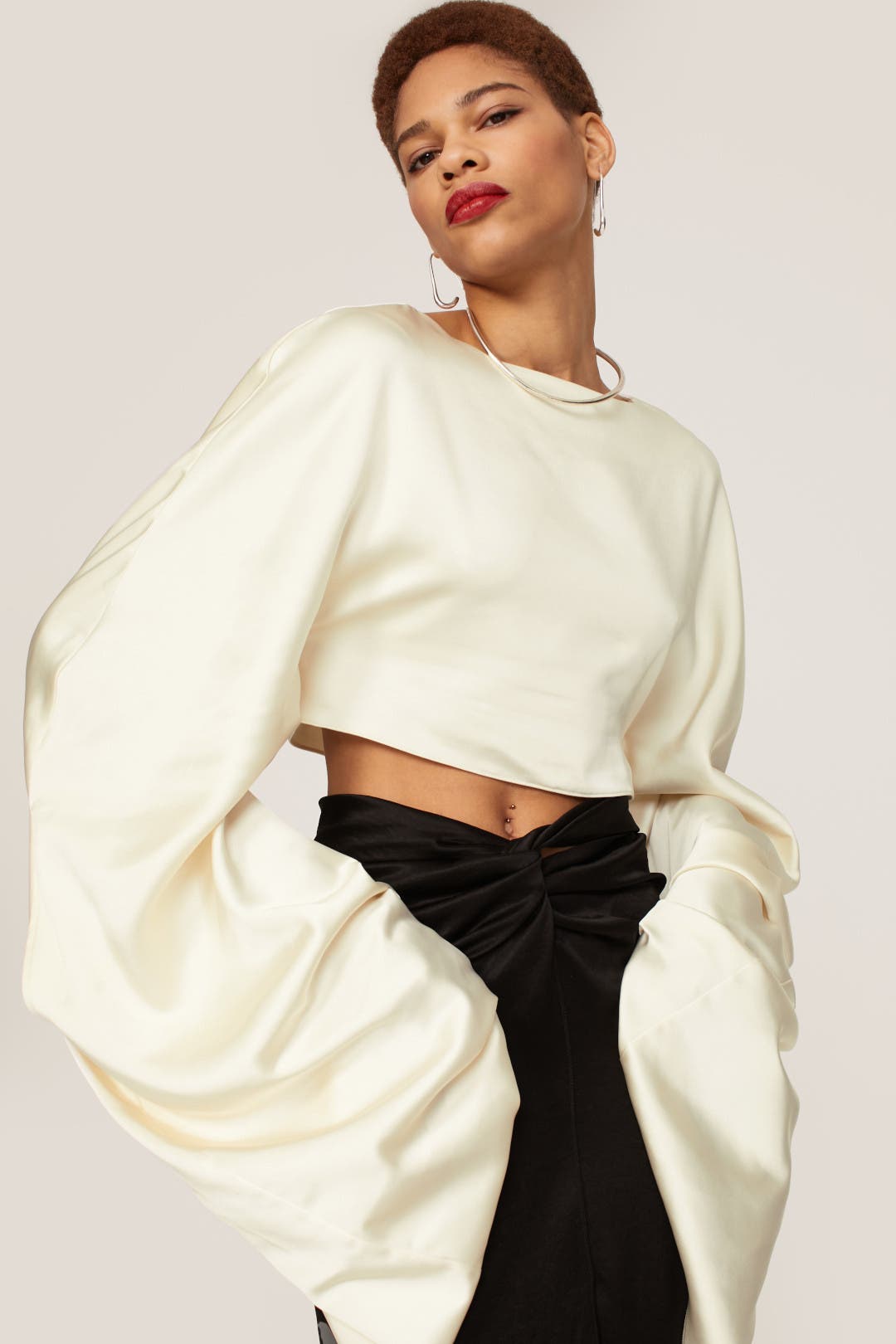 andwang silentand layered sleeve tops Black Slashed Layered Long