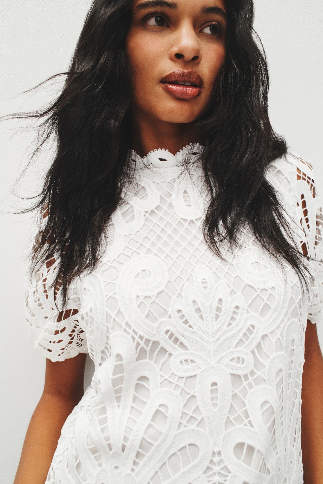 Allover Lace Mock Neck Top by NVLT 3