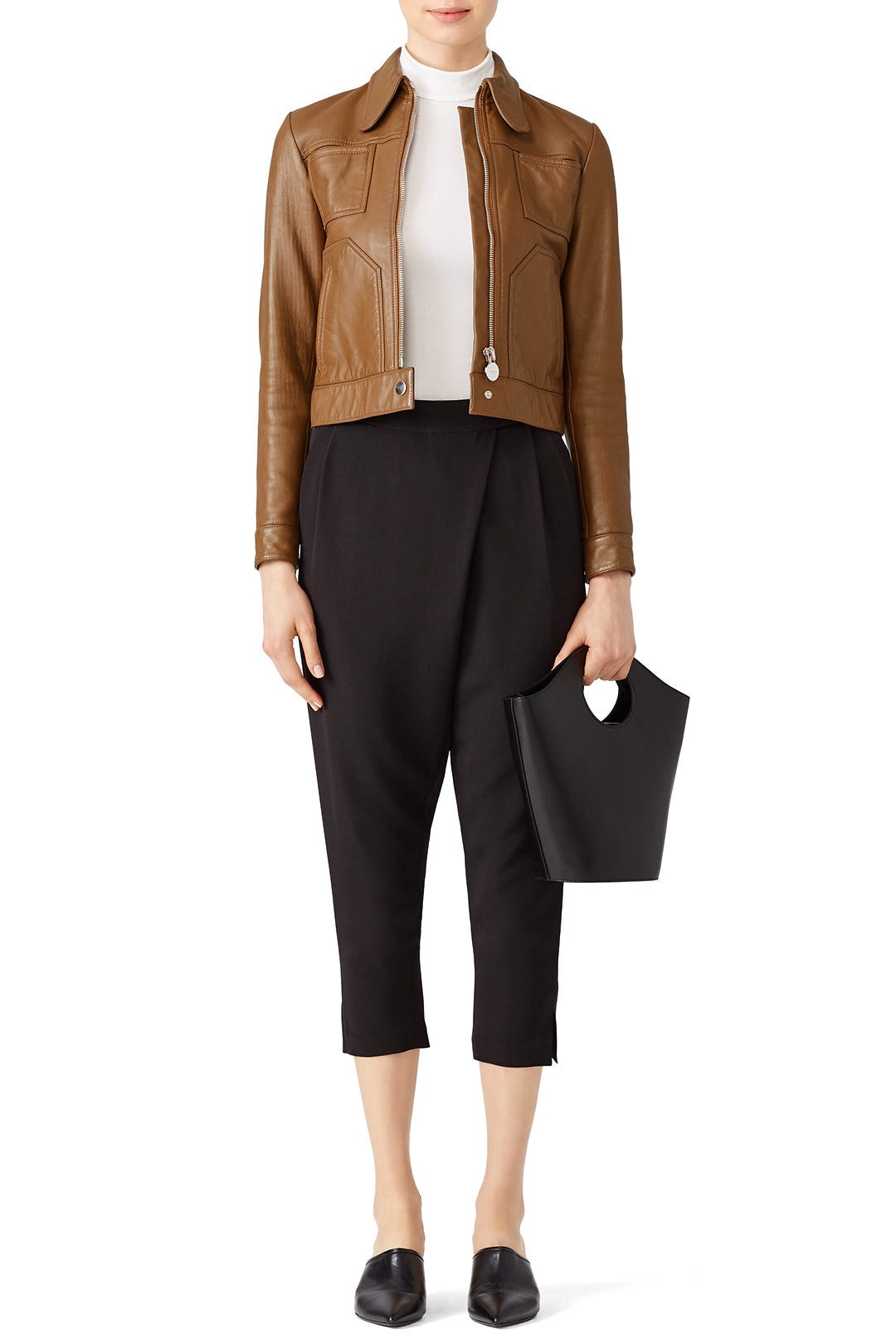Black Wrap Front Pants by HALSTON 3