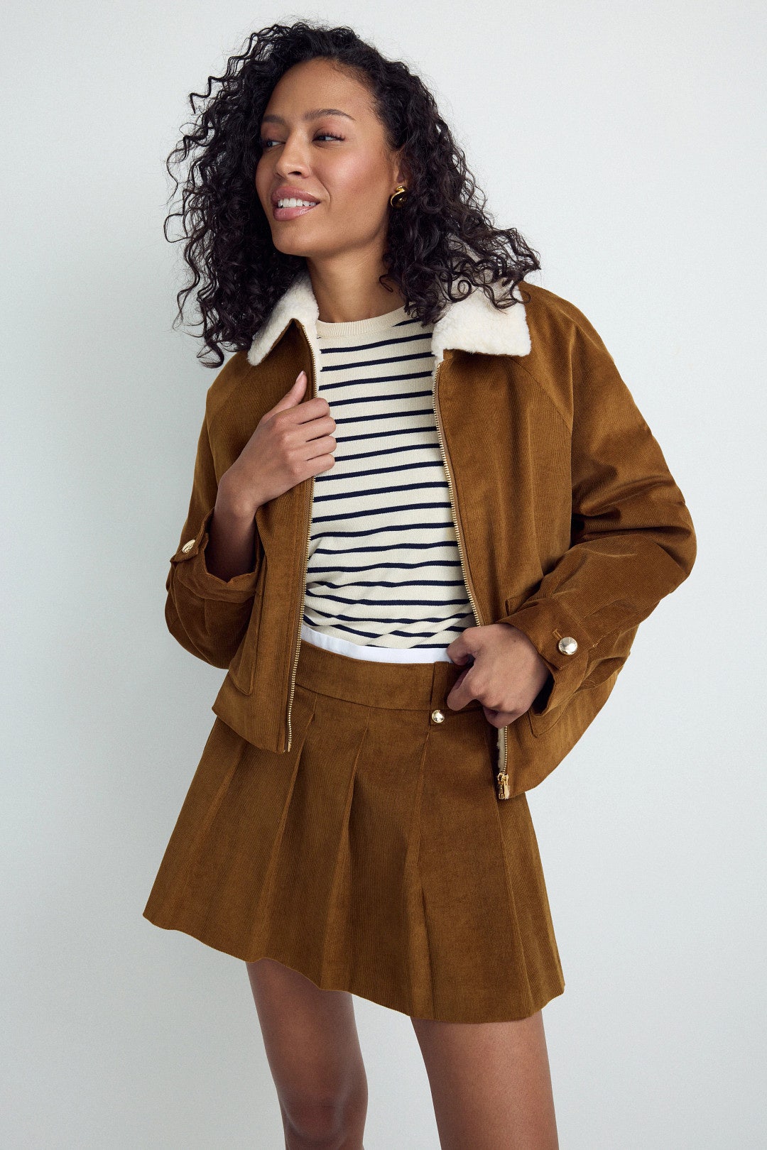 Jubelle Corduroy Pleated Mini Skirt by Maje 3