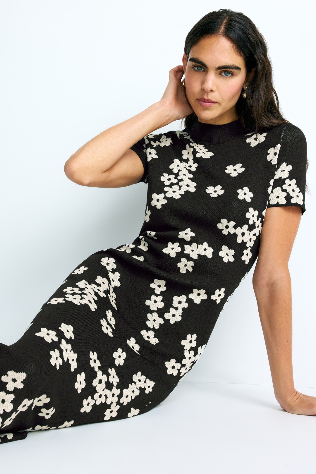 Flower Jacquard Knit Dress
