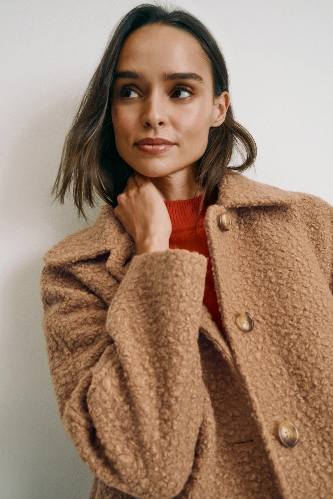 Brown Balmacaan Coat by Ellen Tracy 3