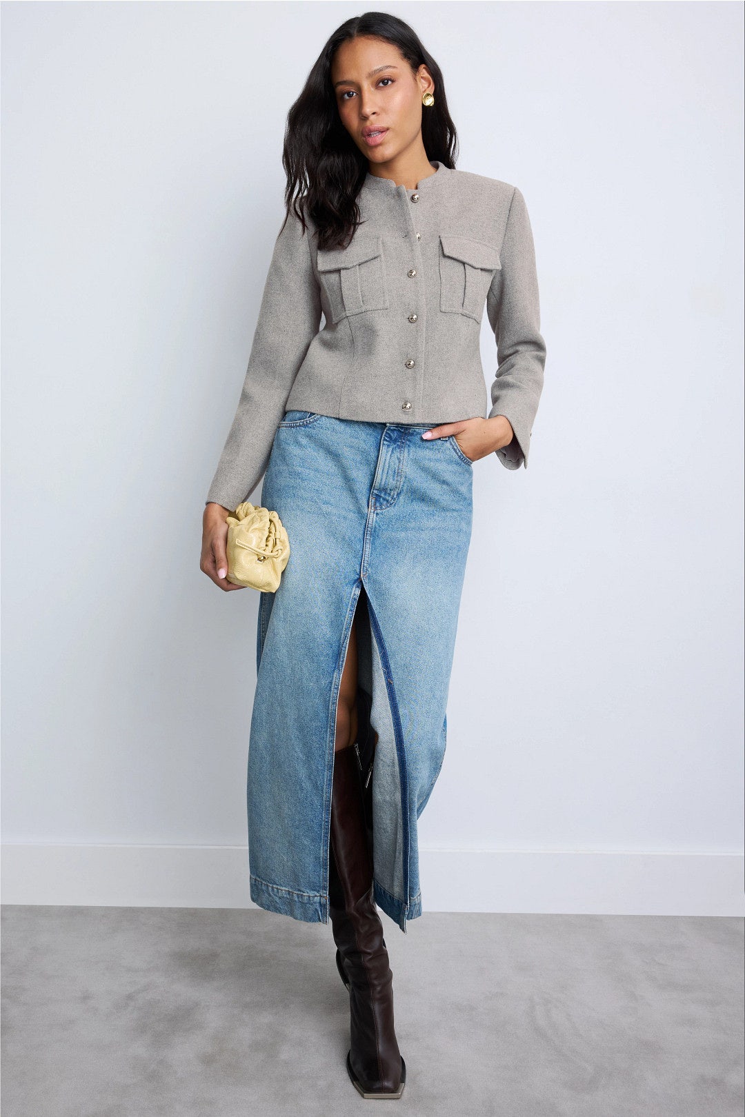 Grey Pocket Detail Button Up Jacket by Derek Lam 10 Crosby x RTR 3