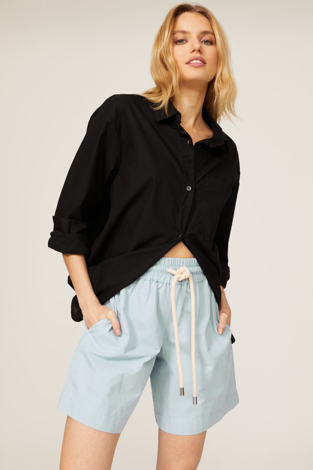 パンツ PROENZA SCHOULER Women Shorts  Burmudas R2416005 AW125 001 Blue Linen Bermuda Shorts by Proenza Schouler White Label
