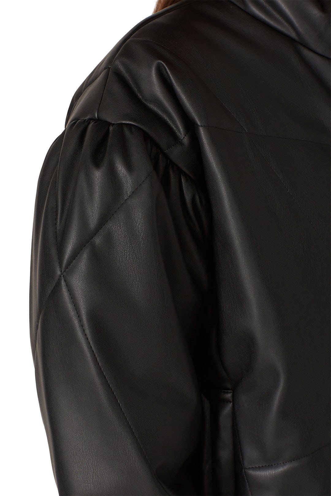 Black Faux Leather Puff Jacket by Sea New York 3