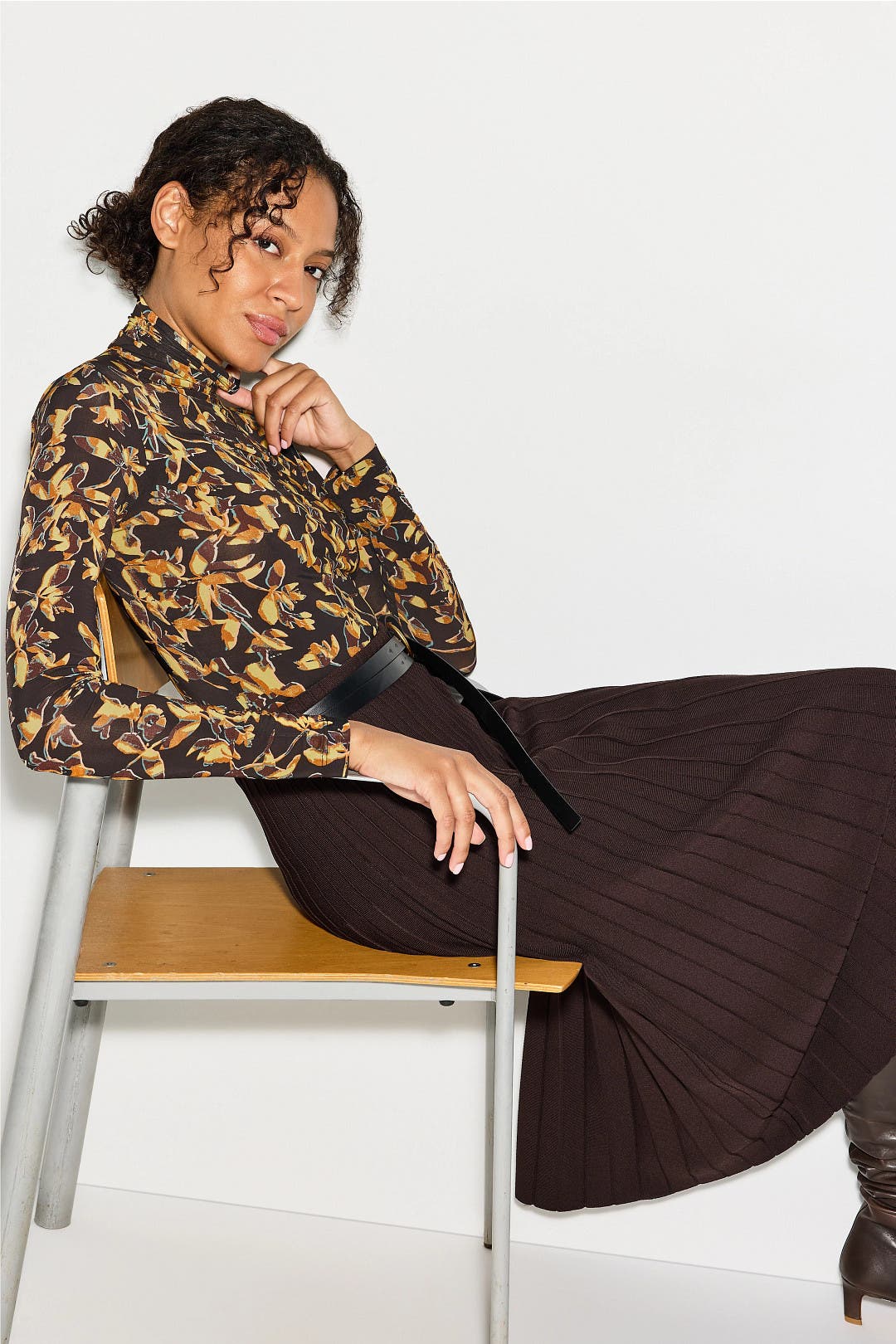 Black Floral Aurelia Turtleneck Top by Ulla Johnson | Rent the Runway