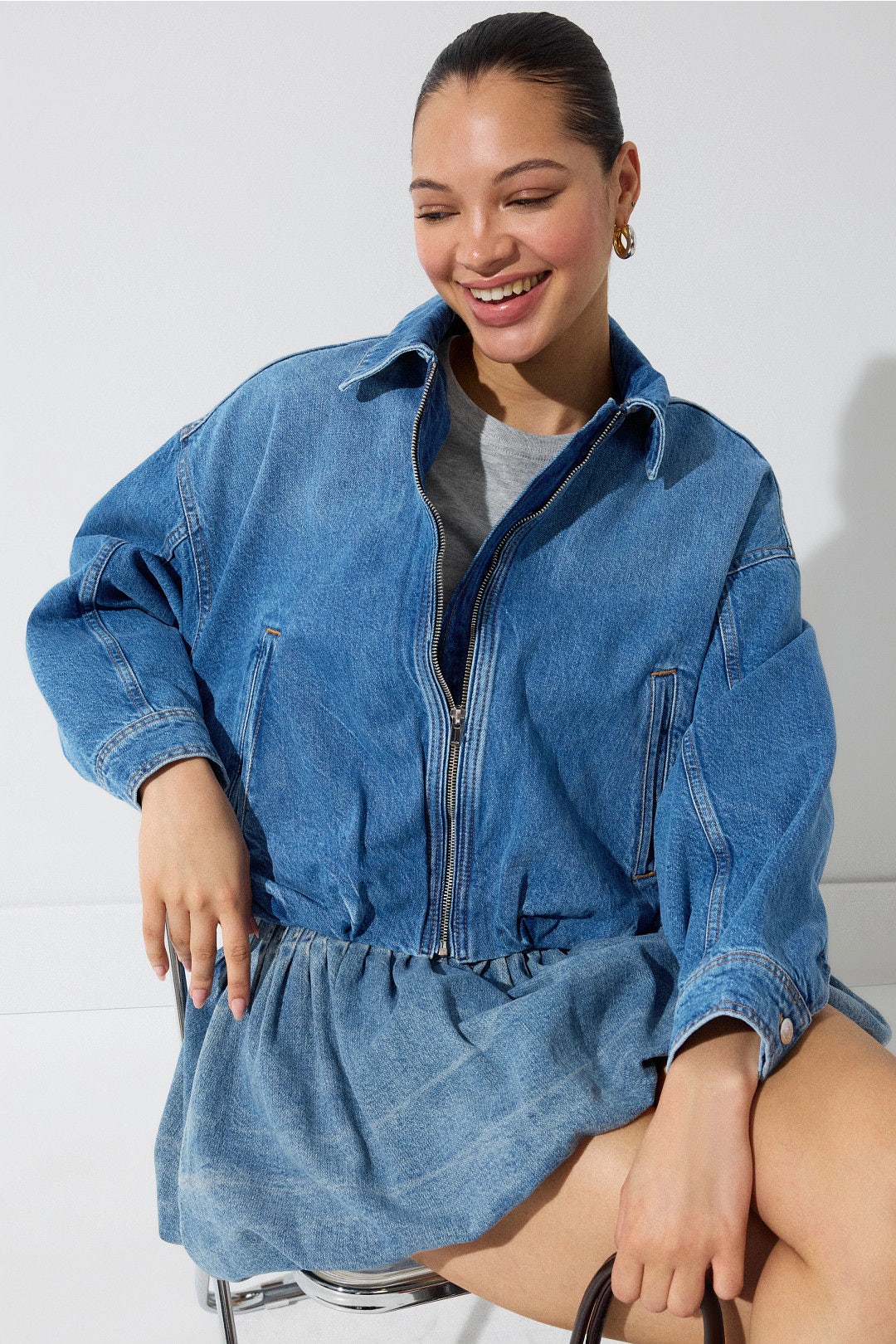 Denim Bubble Hem Jacket by Maje 3