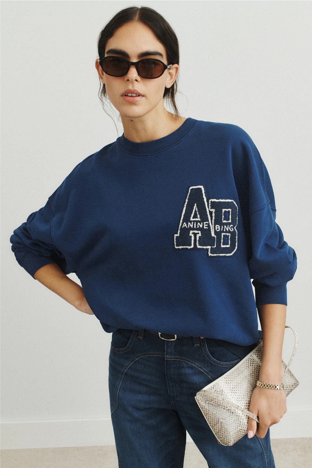 Miles Oversized Letterman Sweatshirt by Anine Bing | Rent the Runway