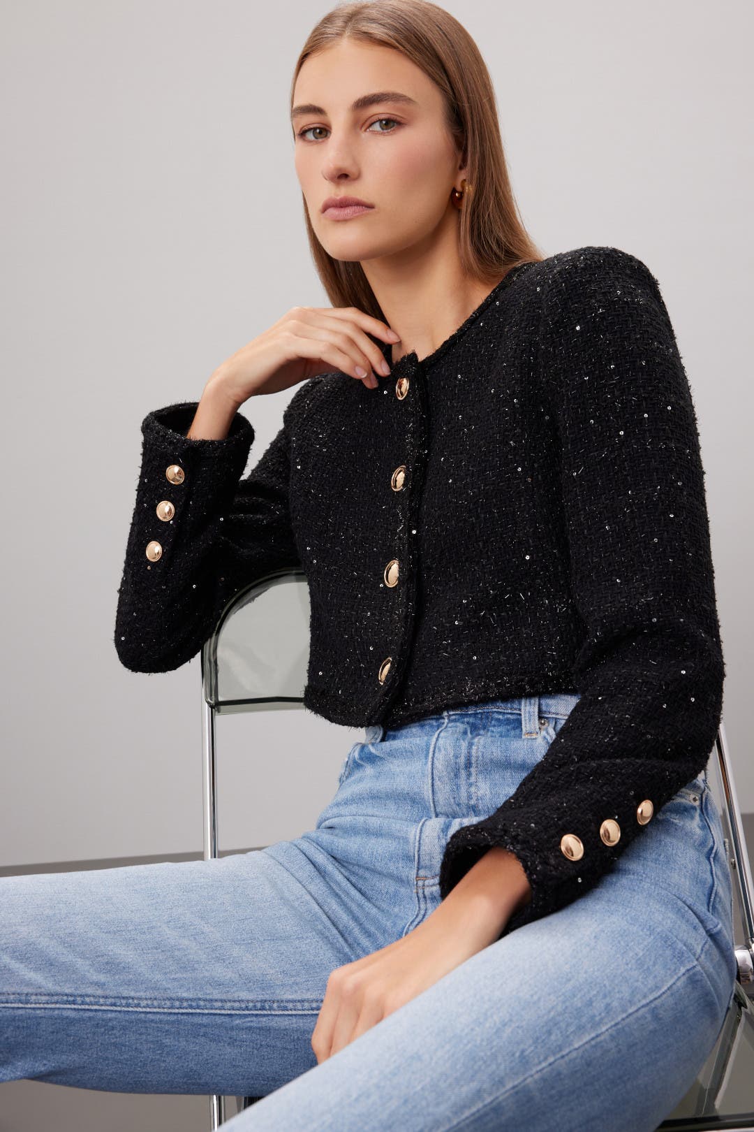 Black Tweed Jacket by Great Jones | Rent the Runway