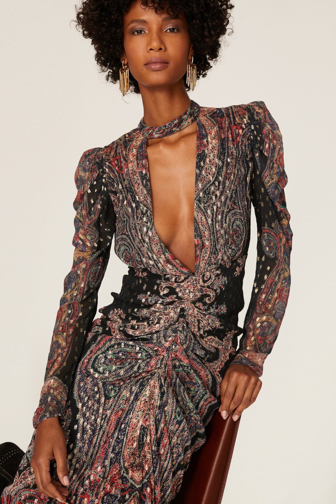 Abstract Plunge Midi Dress by ROCOCO SAND 3