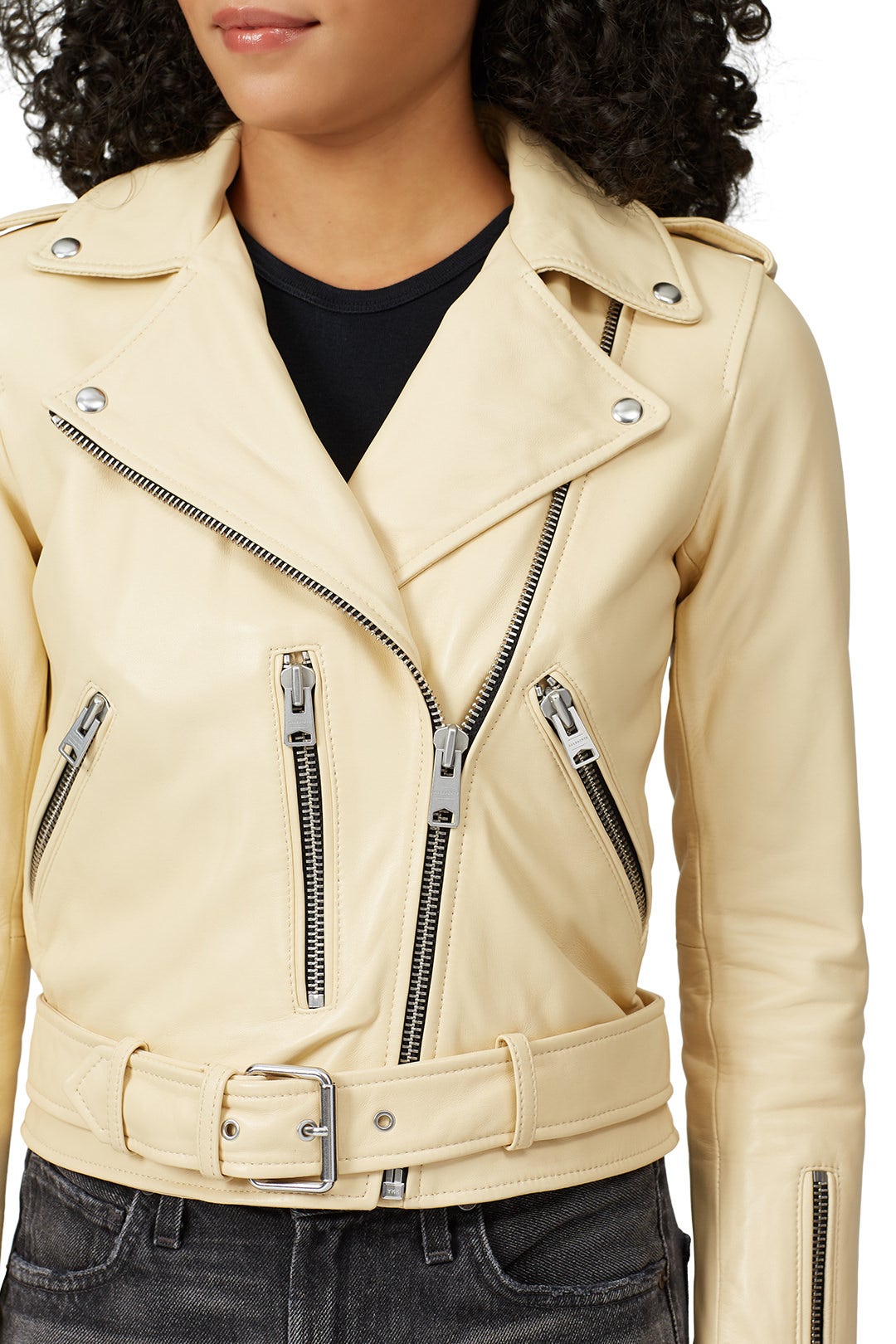 Pale Yellow Balfern Leather Jacket by AllSaints 3