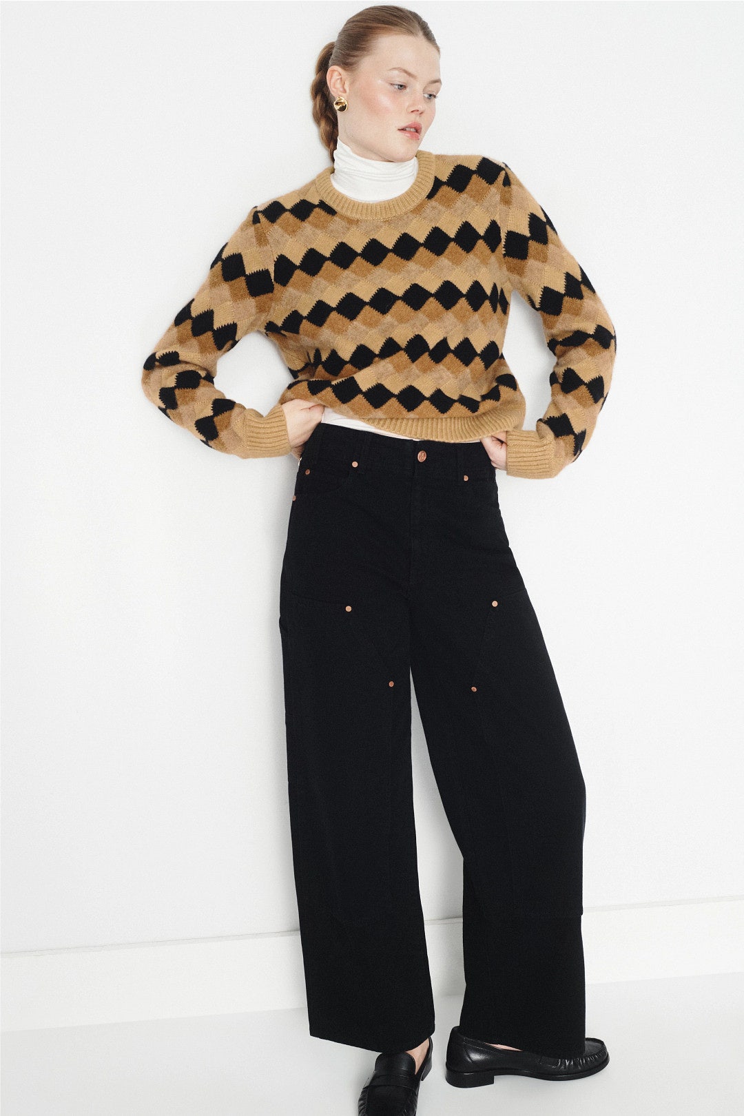 Shrunked Diamond Print Sweater by Argent 3