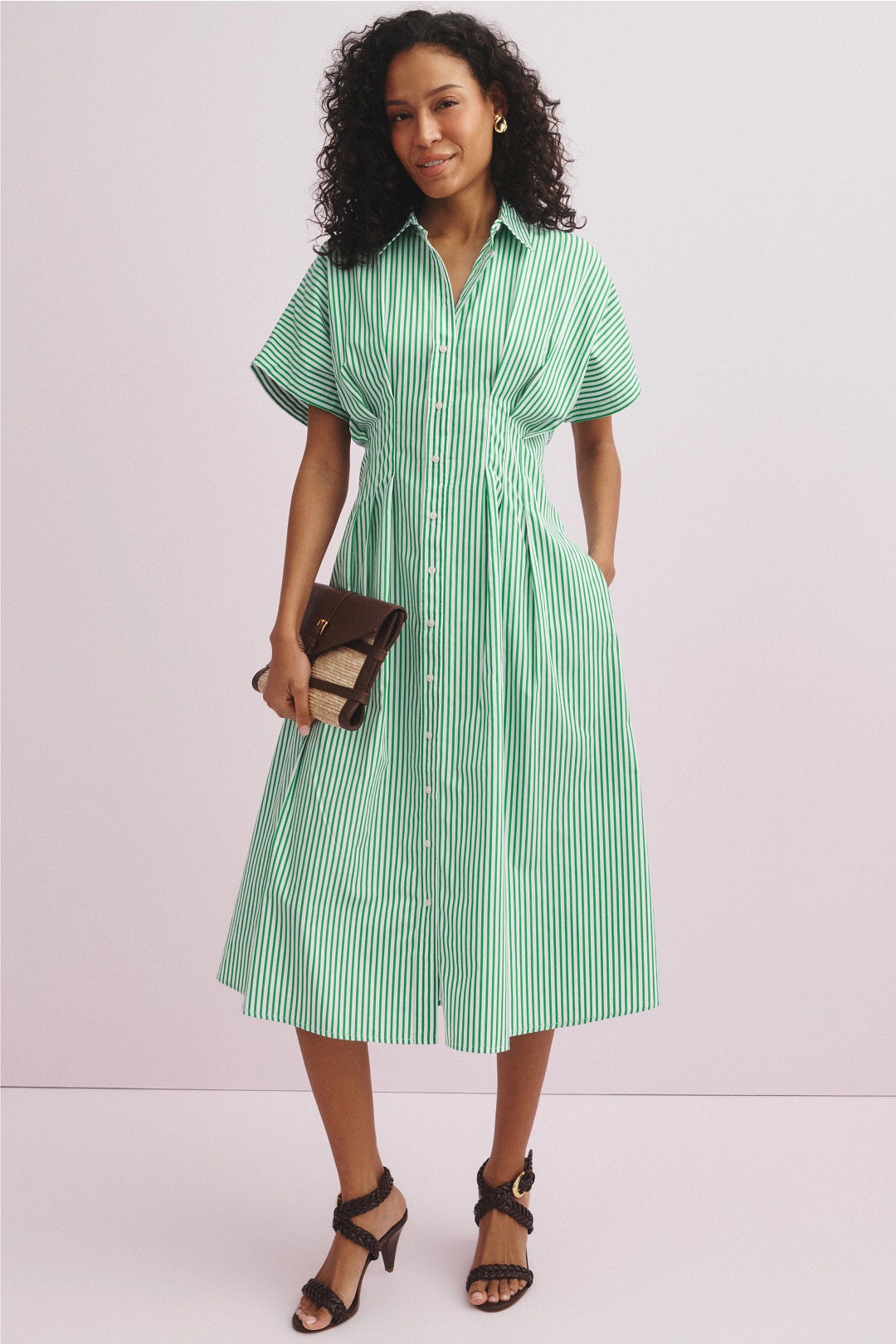 Short Sleeve Striped Collared Midi Dress by Lauren Ralph Lauren 3