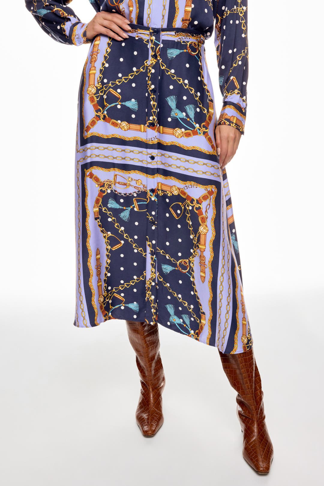 スカート Souvenir Scarf Print Pleated Skirt Chain Scarf Print Skirt by Maje | Rent the Runway
