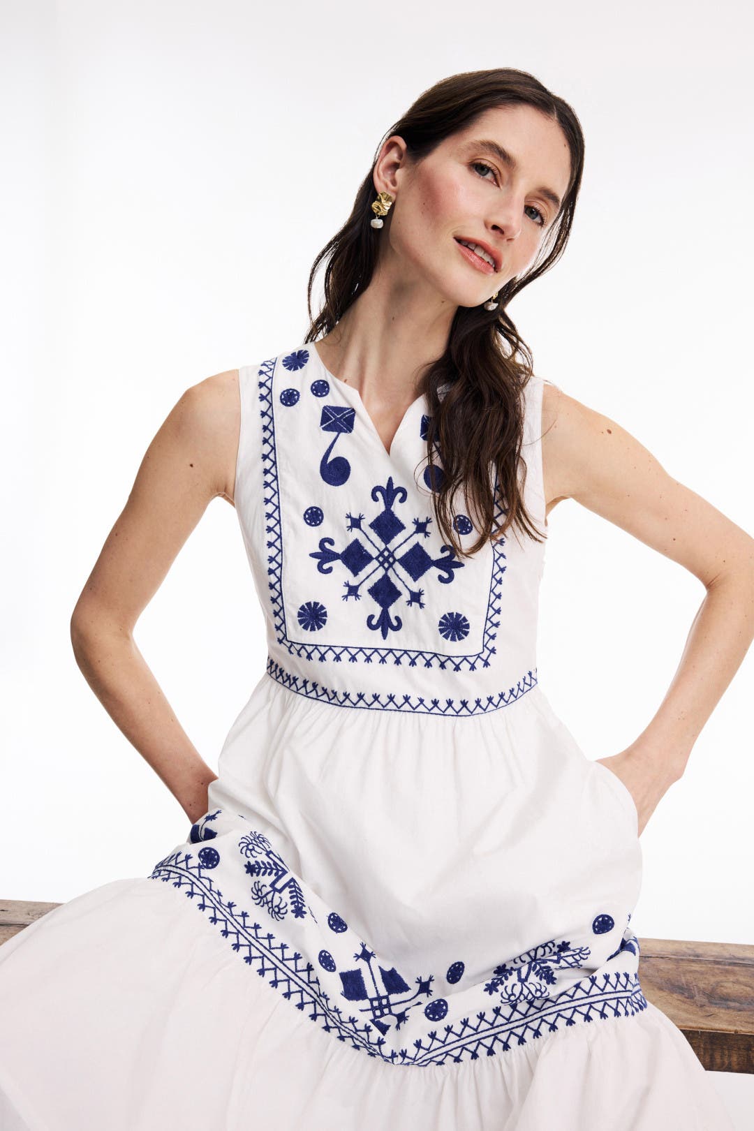 LE'RURE Wavy frill bustier stripe dress（En Saison Le Voilie