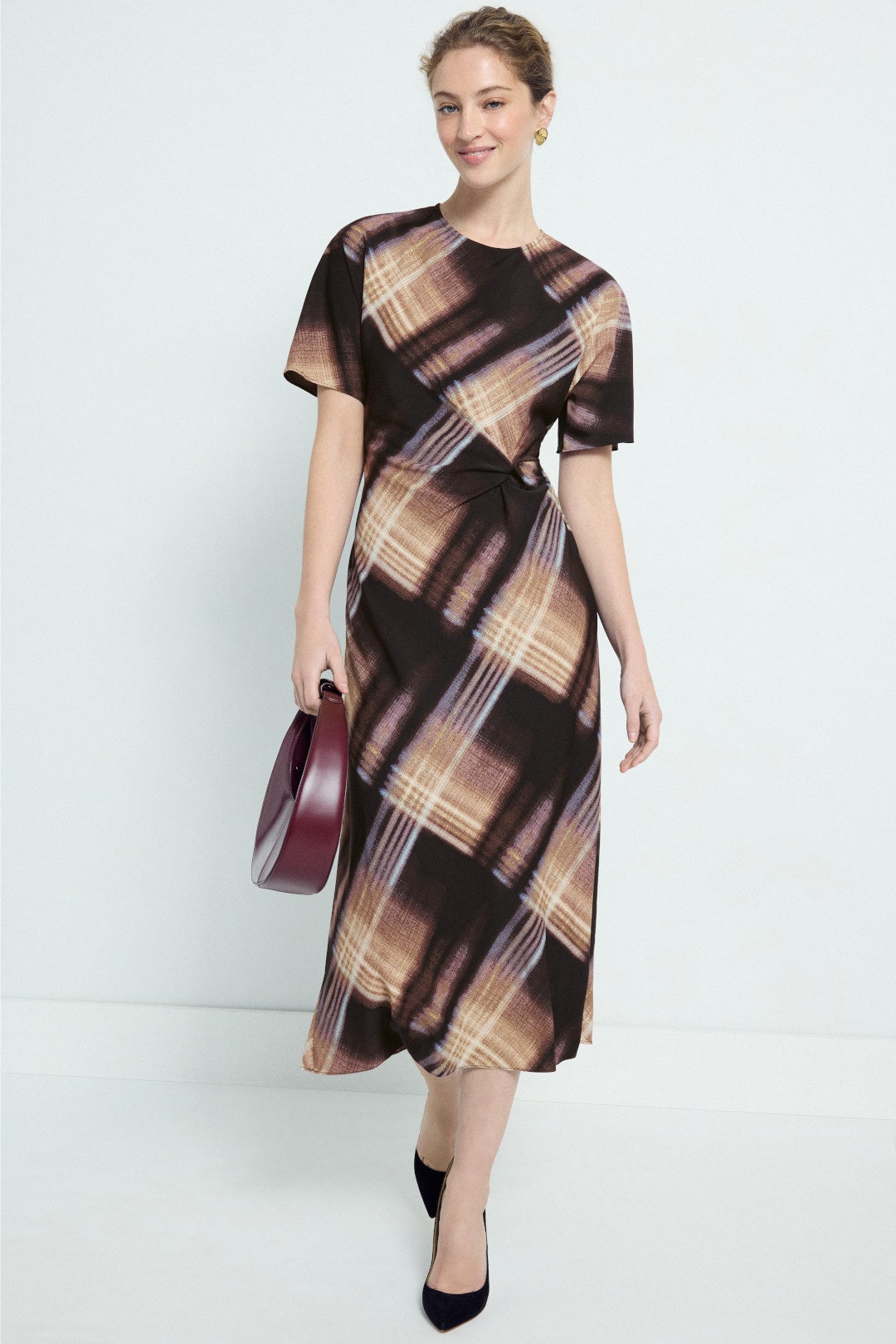 Printed Twist Detailed Midi Dress by Luxely 3