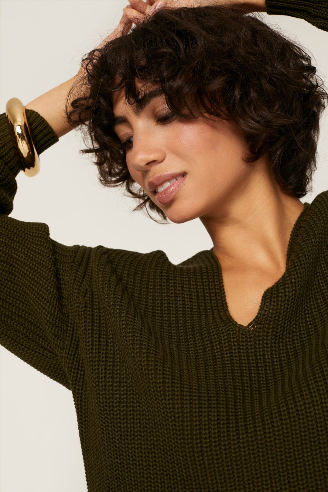 Olive Deep V Neck Sweater by Thakoon x RTR | Rent the Runway