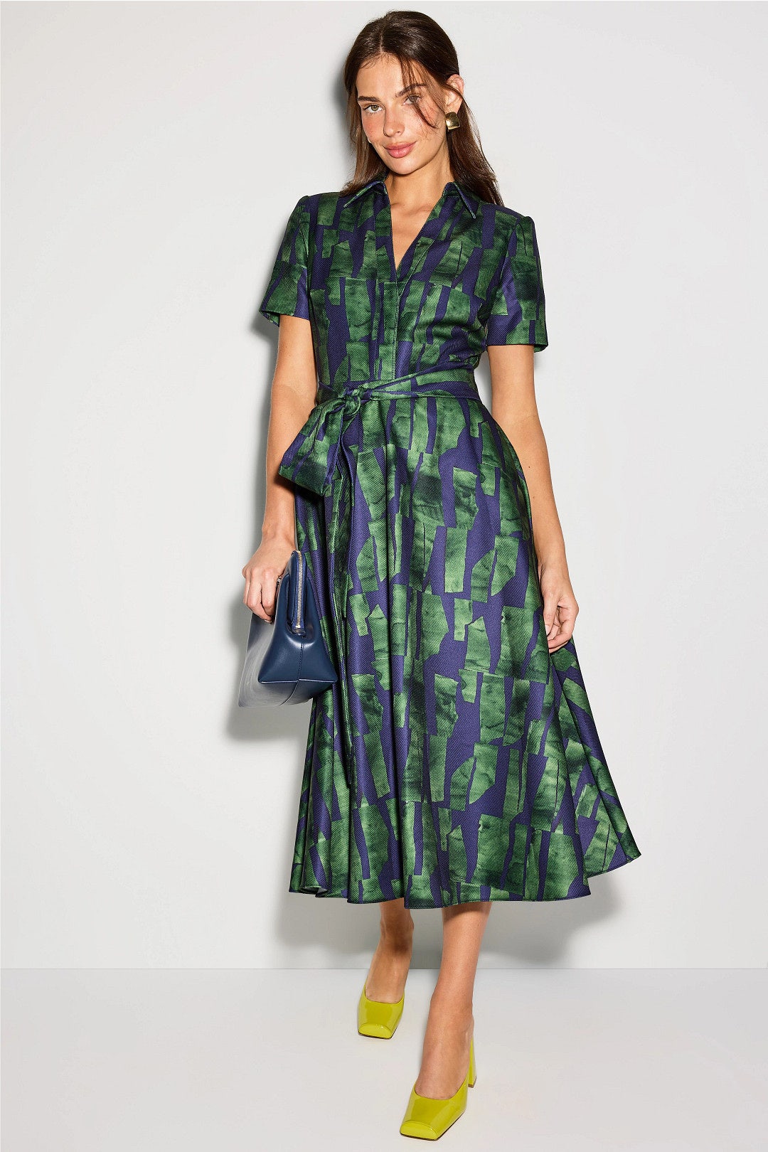 Short Sleeve Collar Full Skirt Day Dress by Badgley Mischka 3