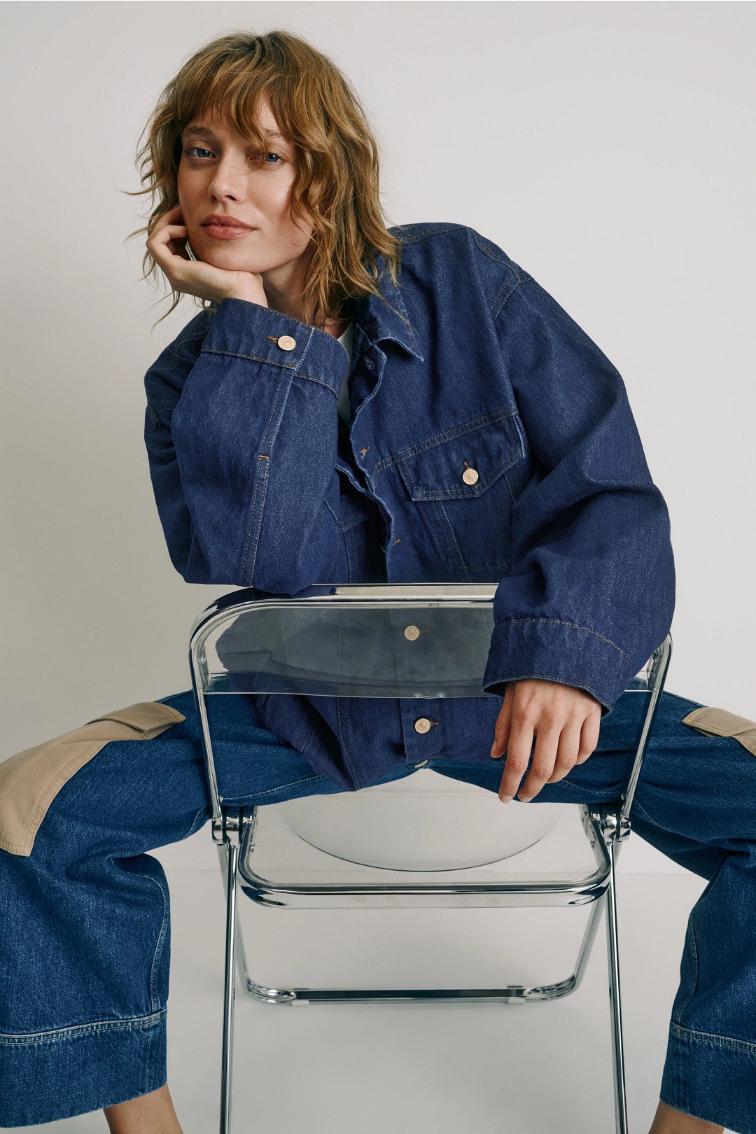 Gathered Bubble Hem Denim Jacket by 7 For All Mankind 3