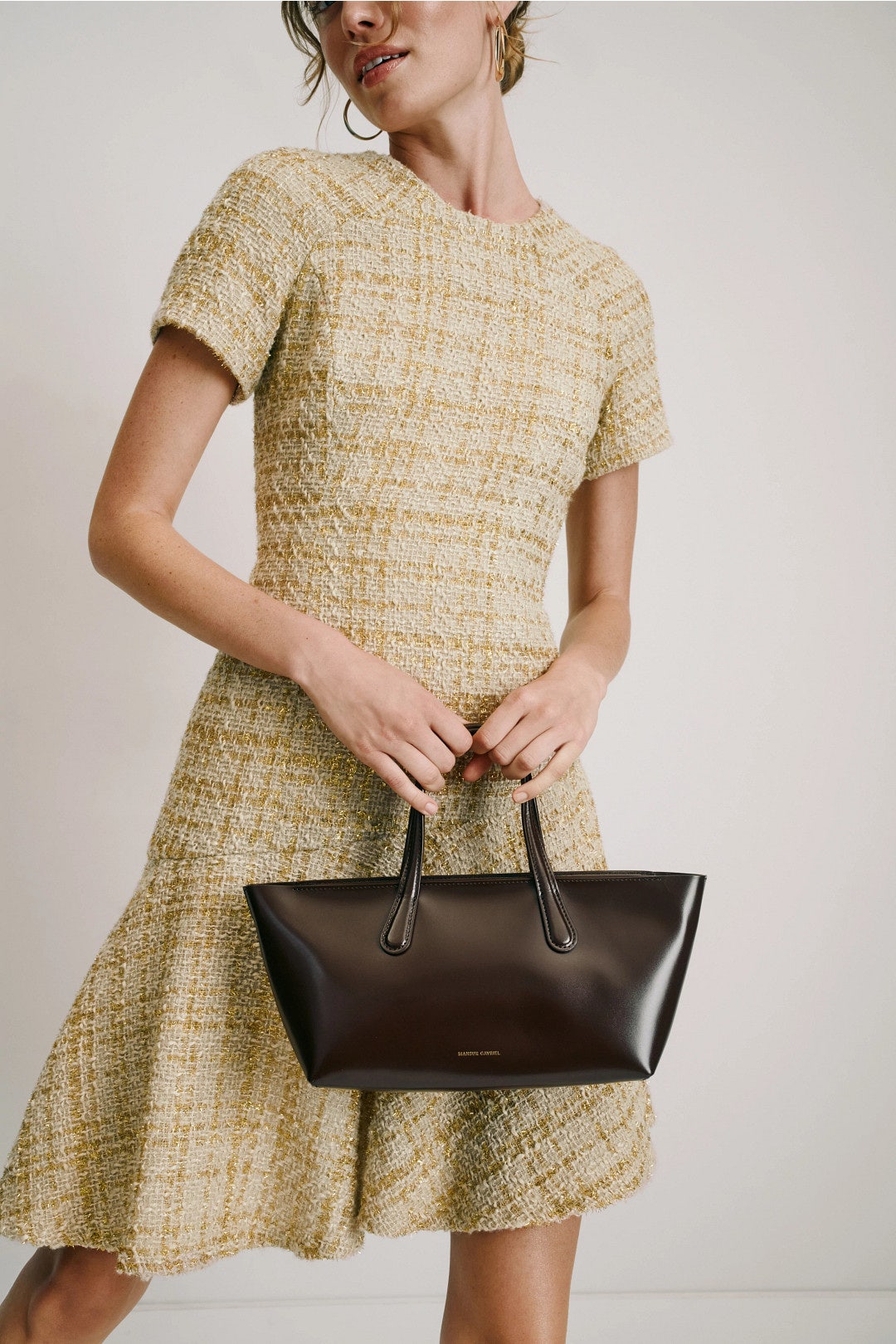 Gold Sparkle Tweed Mini Dress by N Natori 3