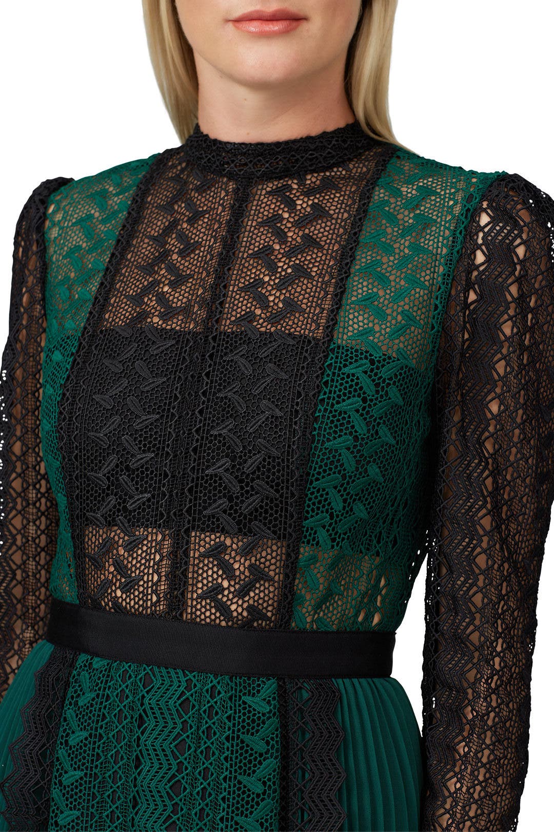 Green Lace Mini Dress by Self-Portrait | Rent the Runway