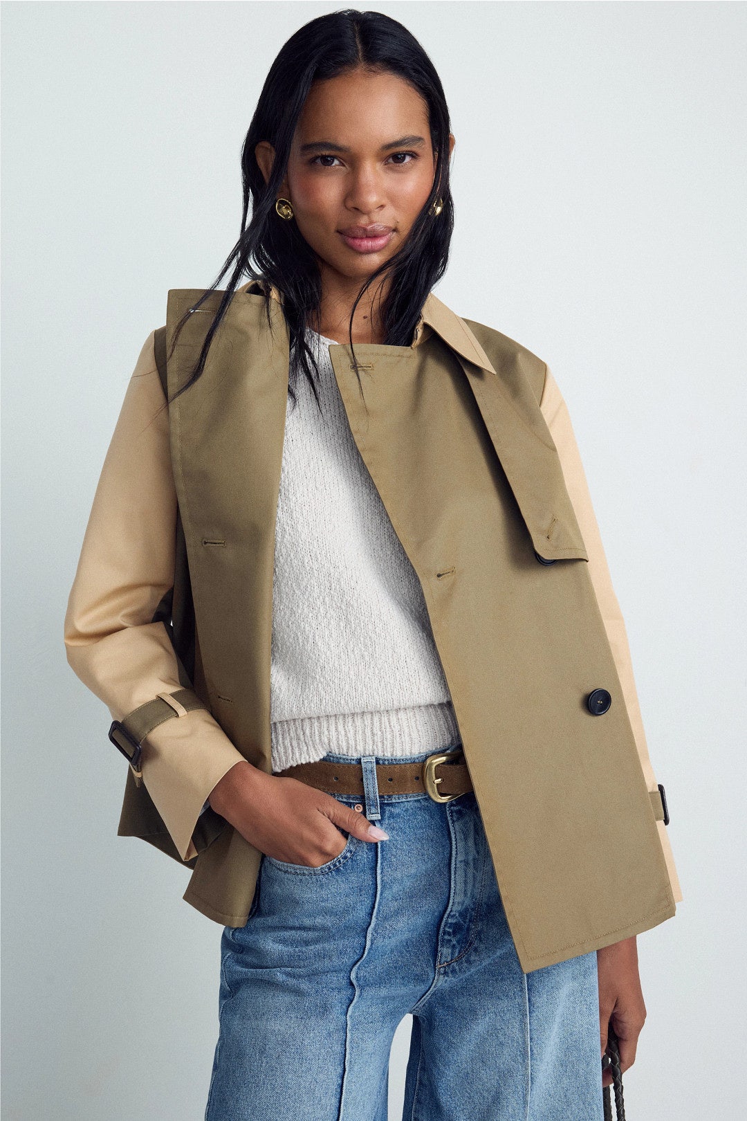 Khaki Green Color Block Trench Jacket by Weekend Max Mara 3