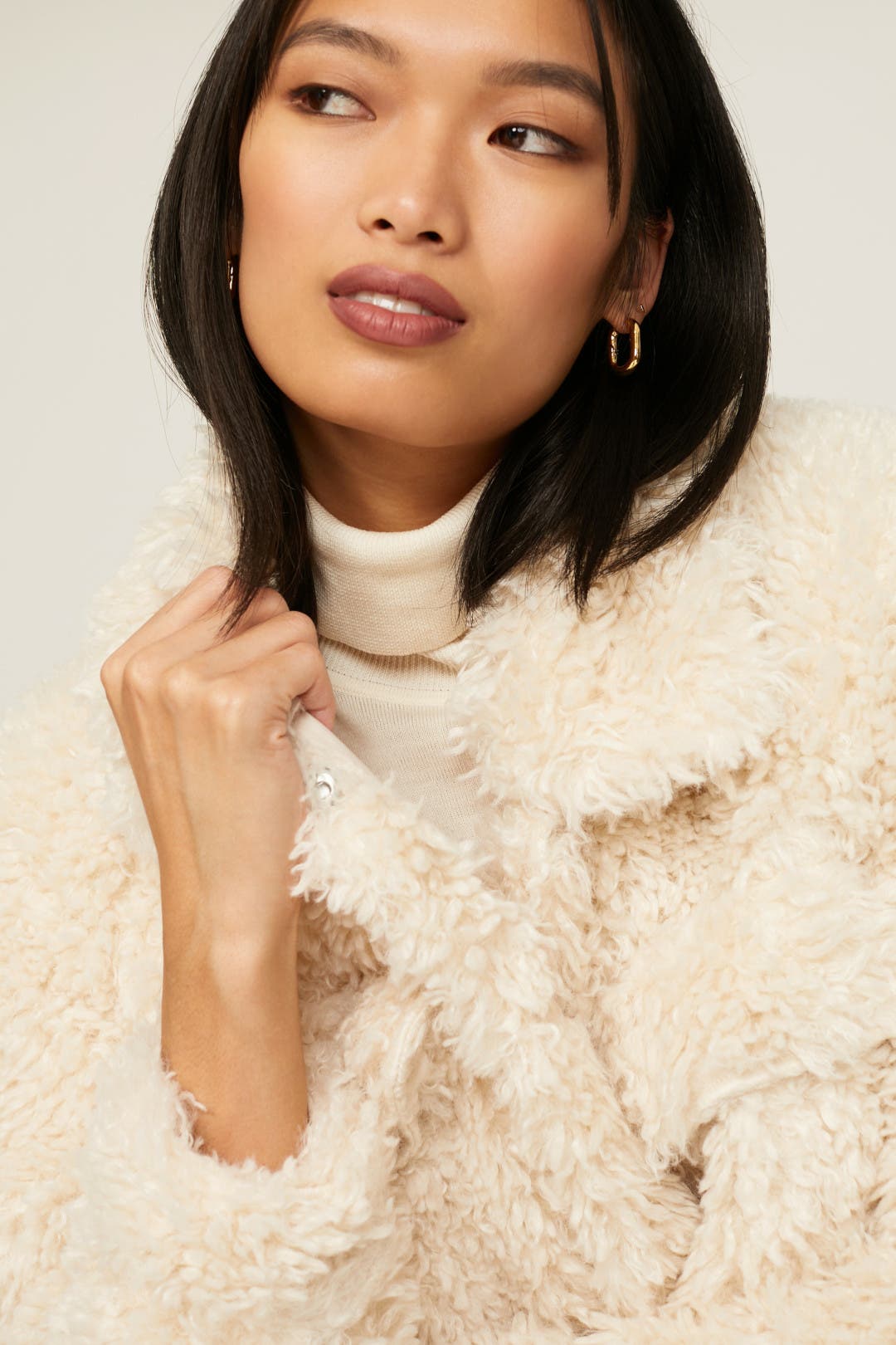 Cream Sherpa Jacket by Love, Whit by Whitney Port | Rent the Runway