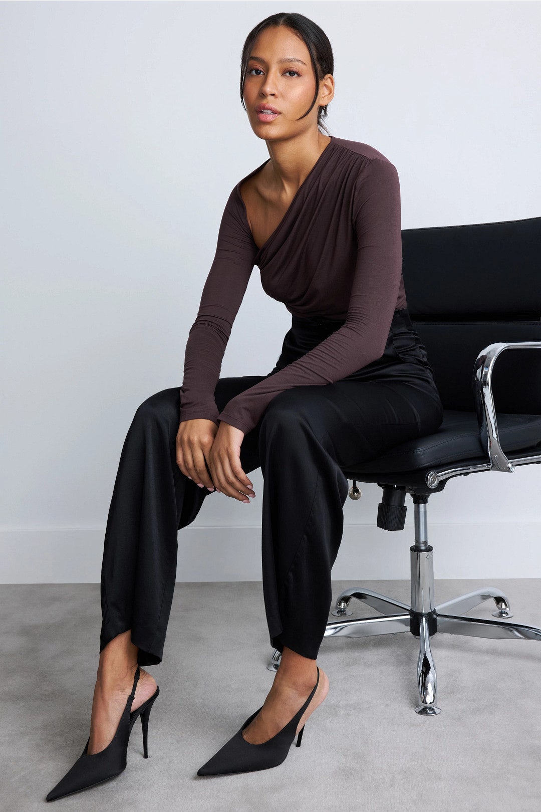 Modal Jersey Asymmetrical Ruched Top by LAPOINTE 3