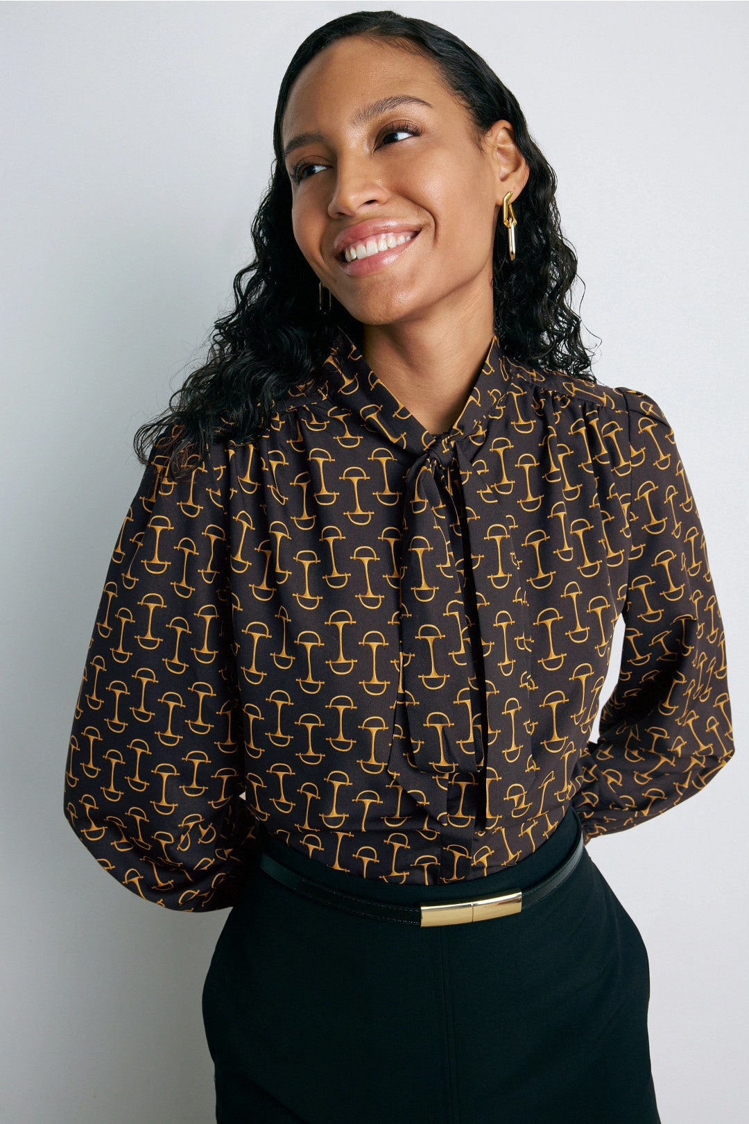 Equestrian Patterned Long Sleeve Blouse by Lauren Ralph Lauren 3