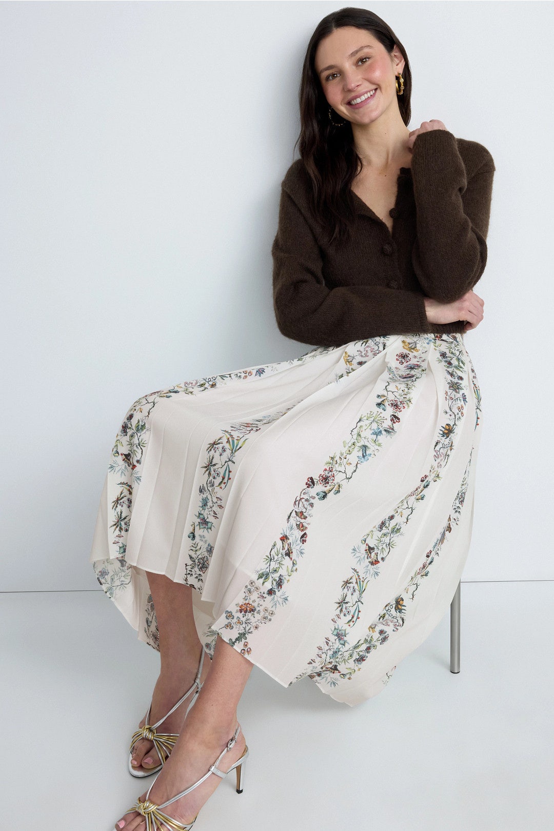 Pleated Placed Print Skirt by Adam Lippes x RTR 3