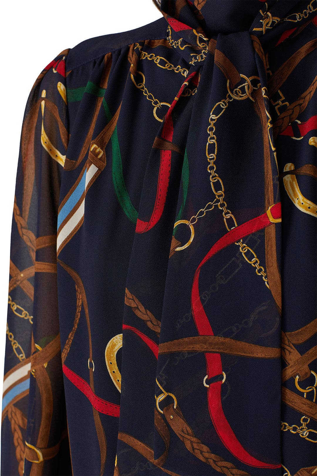 Equestrian Print Tie Neck Top by Lauren Ralph Lauren 3