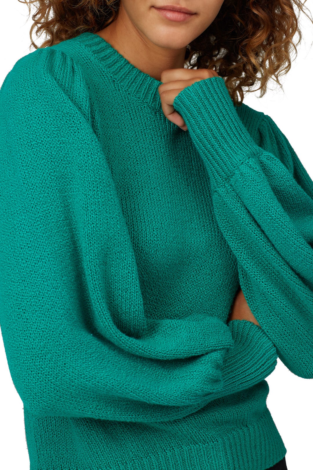Green Puff Sleeve Sweater by 525 America 3