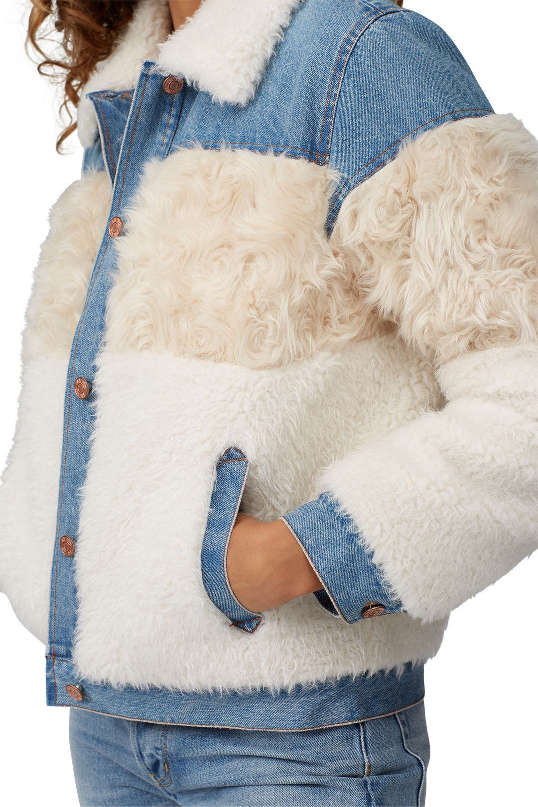 Faux Fur Denim Combo Jacket by La Vie Rebecca Taylor 3