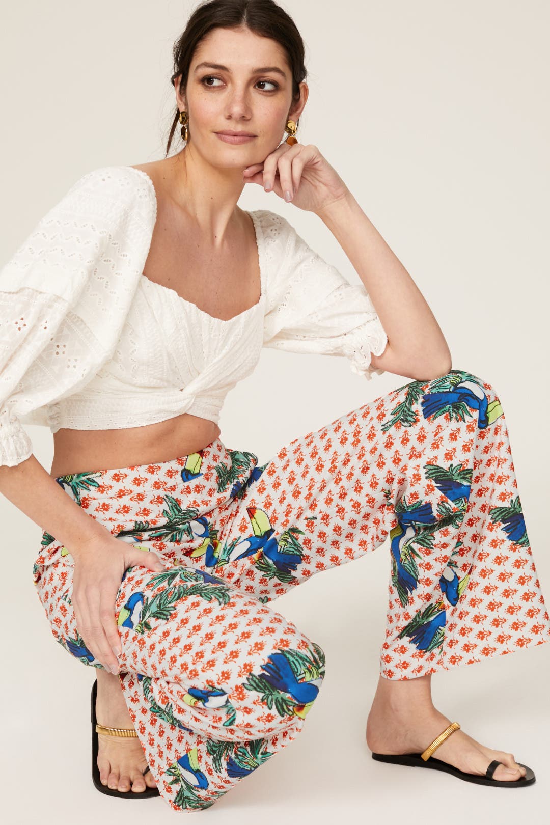 【BAON】Roncoy Banding Brushed Check Wide Pants Y2K Gingham Pants for Women Bow Tie Side Slit Wide Leg