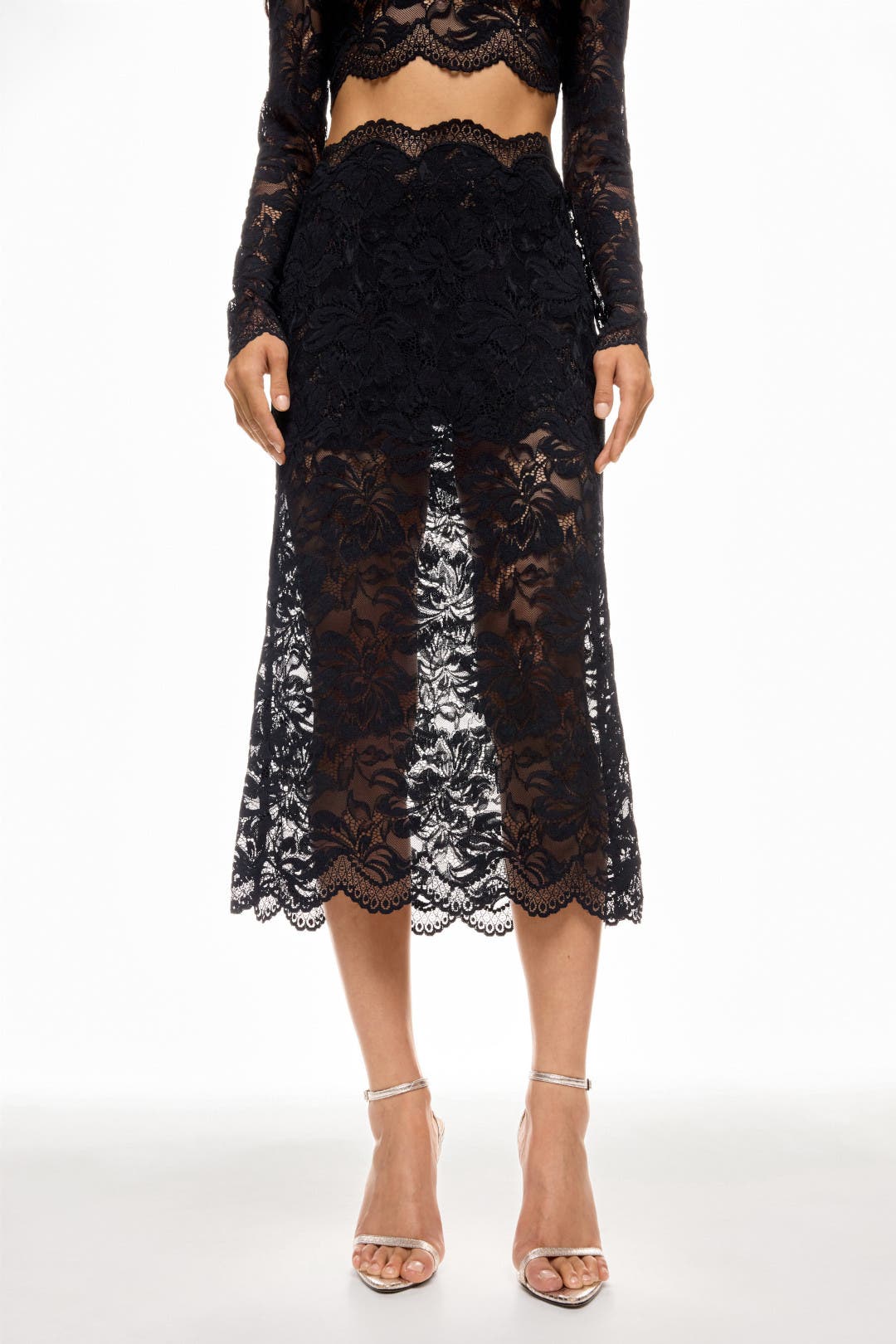 Black Lace Midi Skirt by Rabanne | Rent the Runway