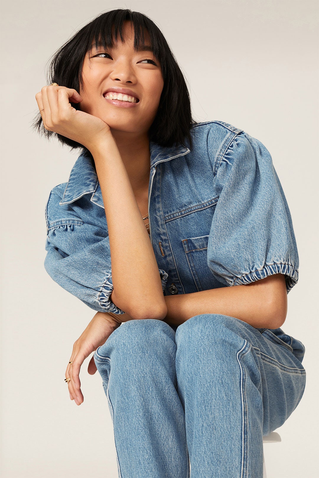 Balloon Sleeve Denim Jumpsuit by Scotch & Soda 3