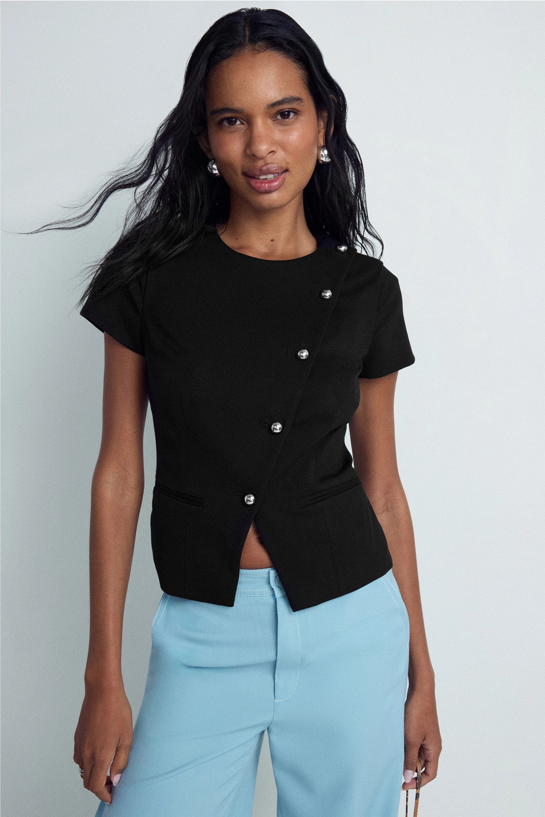 Asymmetric Button Front Top by Toccin 3
