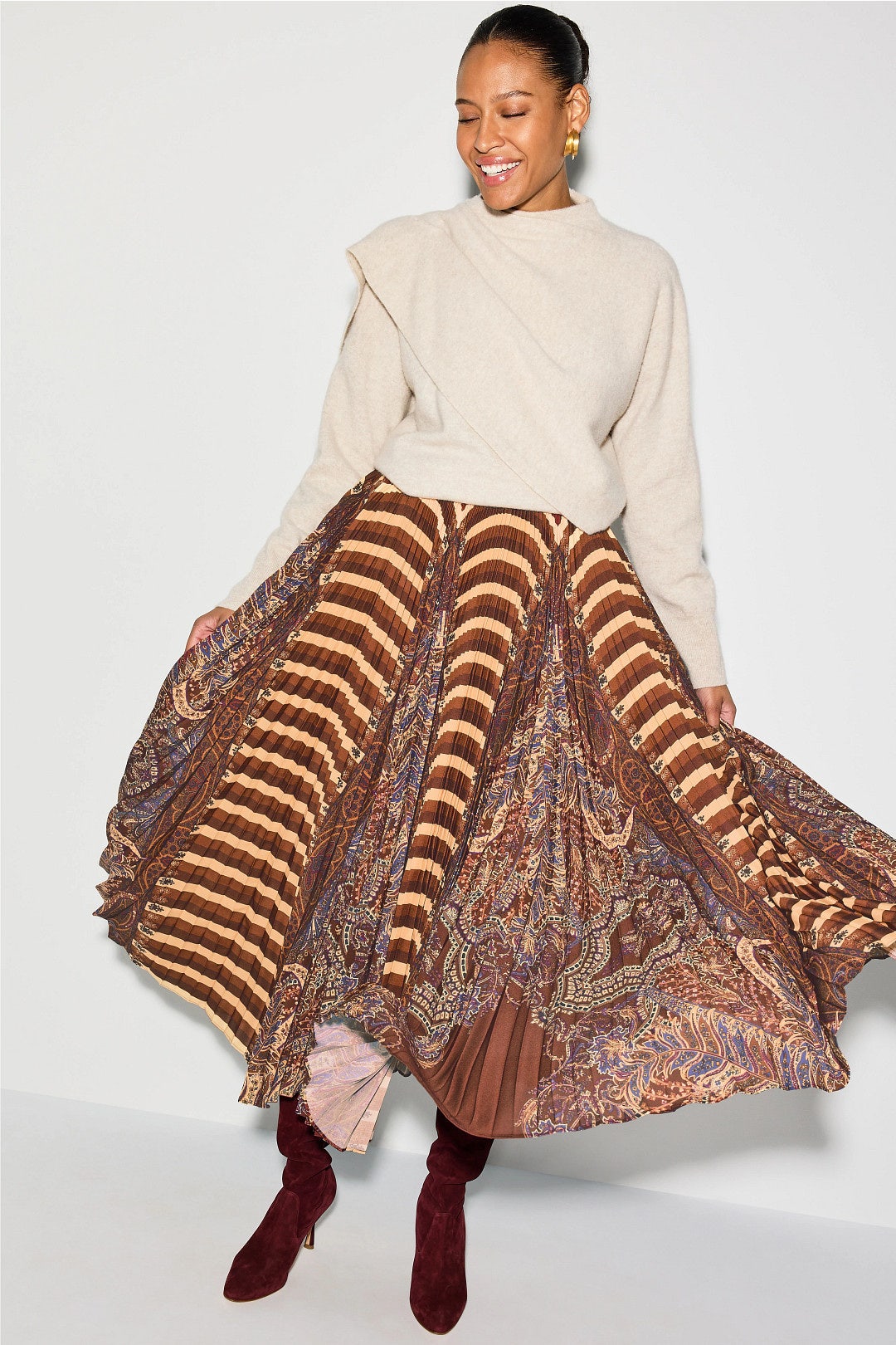 Shayna High Waist Pleated Midi Skirt by Ulla Johnson 3