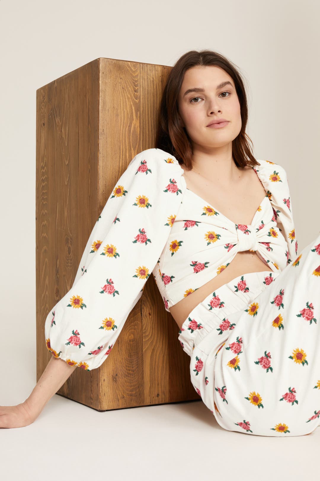 Mixed Flowers Embroidered Pants by FARM Rio | Rent the Runway