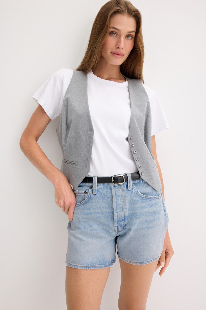 Light Blue Parker Long Shorts by AGOLDE - Photo 3