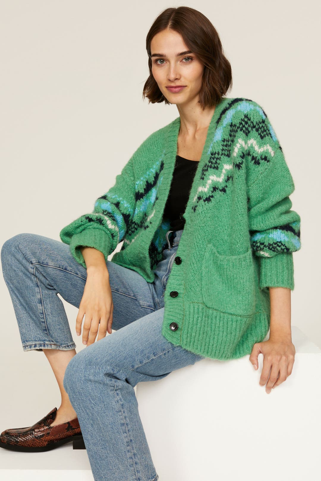 Green Bette Fair Isle Cardigan by Derek Lam 10 Crosby | Rent the