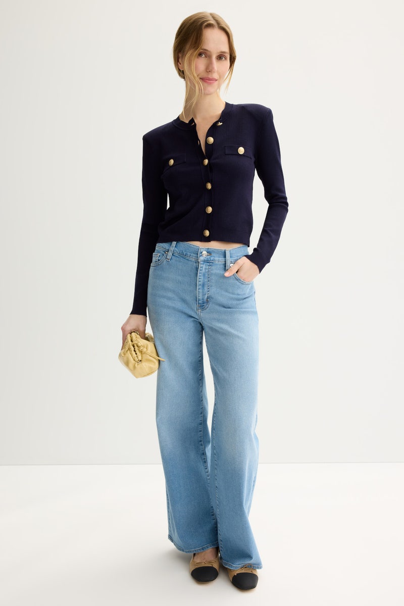 Toulouse Cropped Crew Neck Cardigan by L'agence - Photo 3